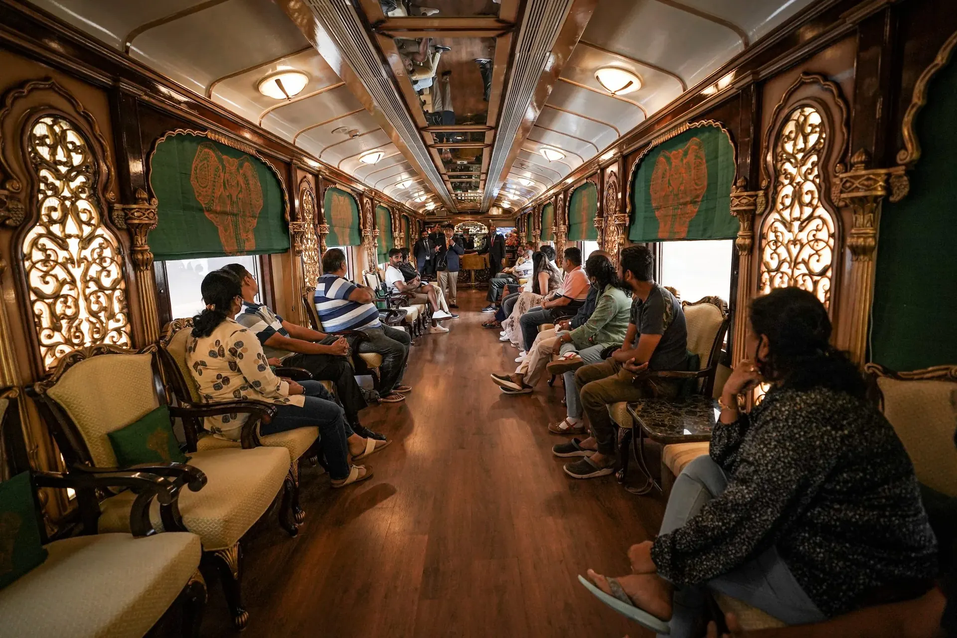Golden Chariot lounge interior with guests